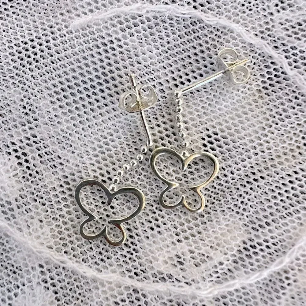 Vintage Sterling Butterfly Drop Earrings